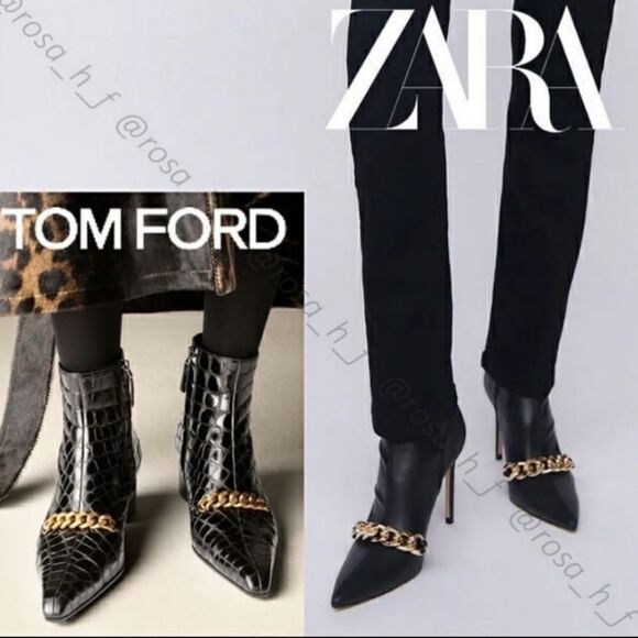 ZARA CHAIN HIGH HEEL ANKLE BOOTS - Picture 13 of 15